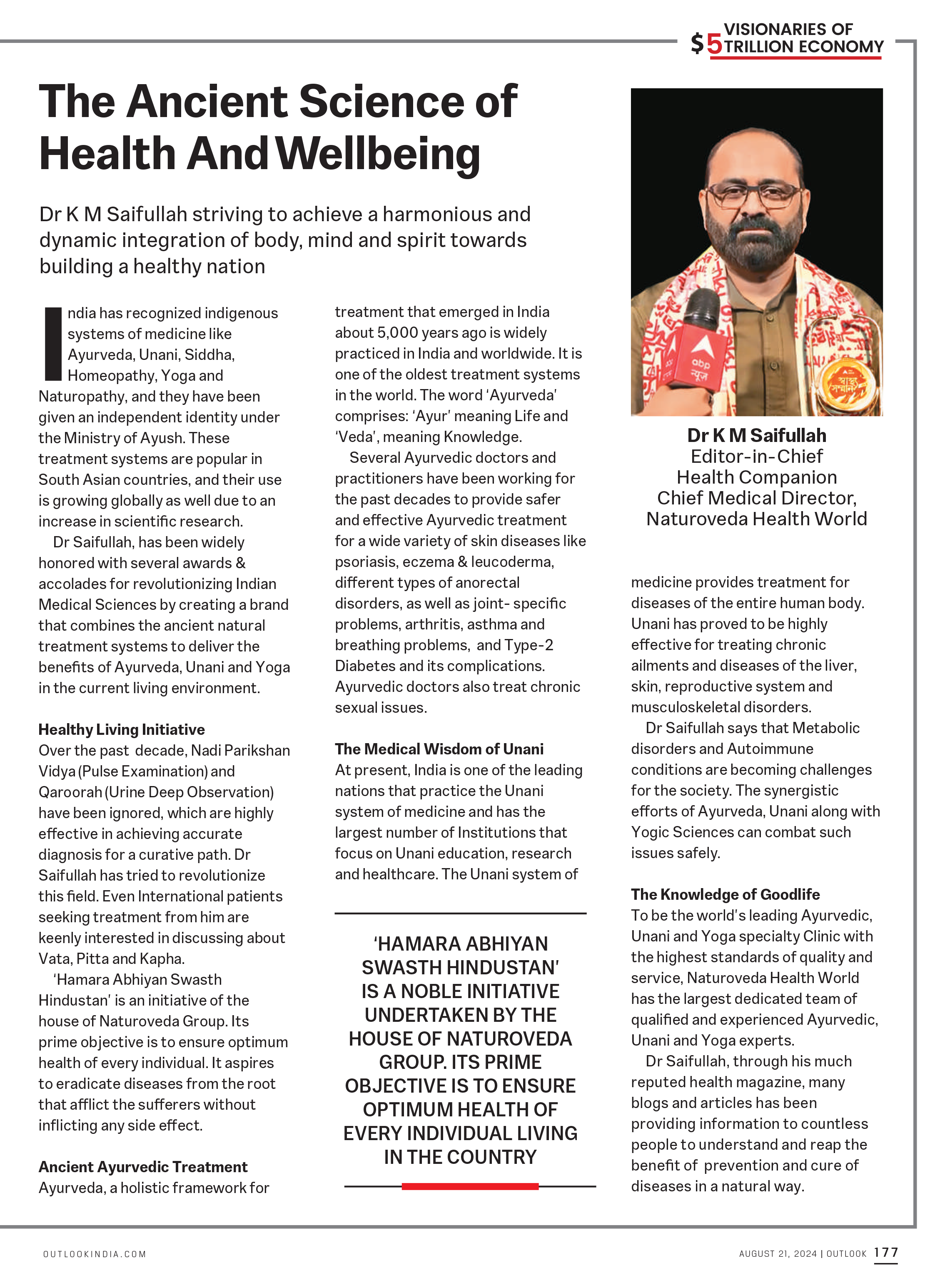Dr KM Saifullah with Outlook Magazine