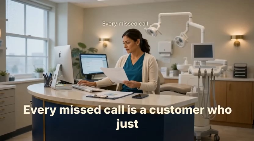 Receptionist at a busy front desk